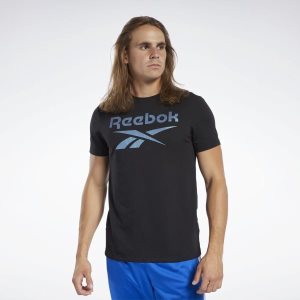 Reebok Graphic Series Stacked T Shirt Herren - Schwarz/Silber - DE 630-GAJ